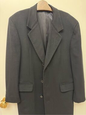 Loro Piana Black Single-Breasted Wool Overcoat